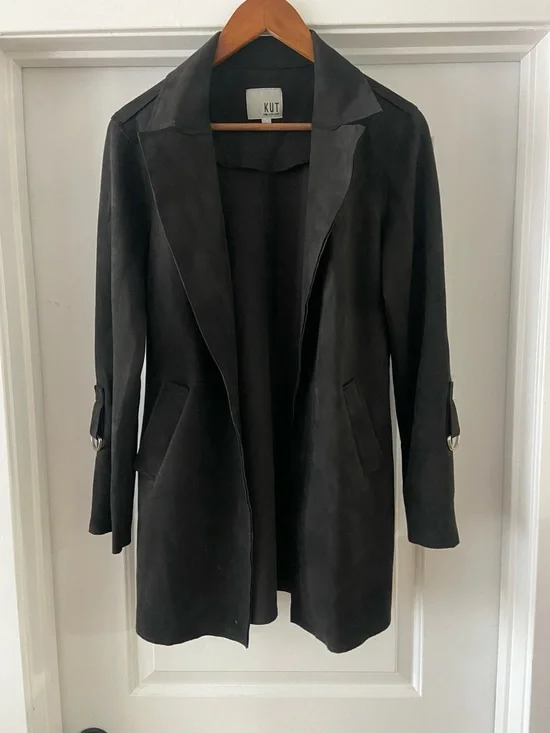 NWOT KUT From The Kloth Black Suede Long Coat - Picture 10 of 10